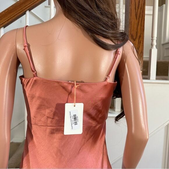 NWT coral satin slit midi dress - Picture 14 of 16